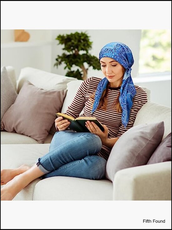 Pre-Tied Turban Head Wraps Chemo Caps Headwear Slip On Beanie Hat Bandana 4 Pack main image 4
